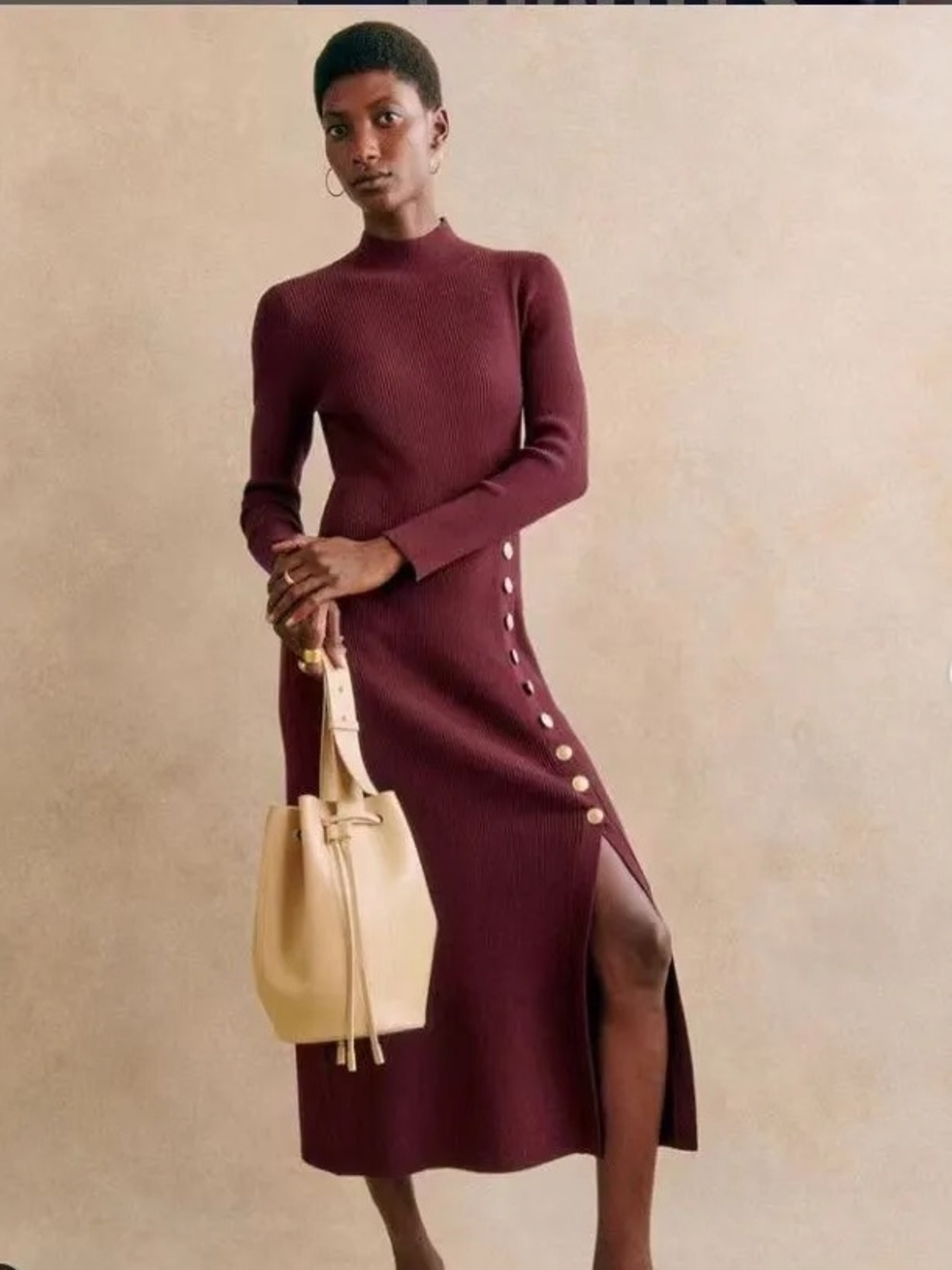 Sezane Harper Dress Burgundy Small NWT